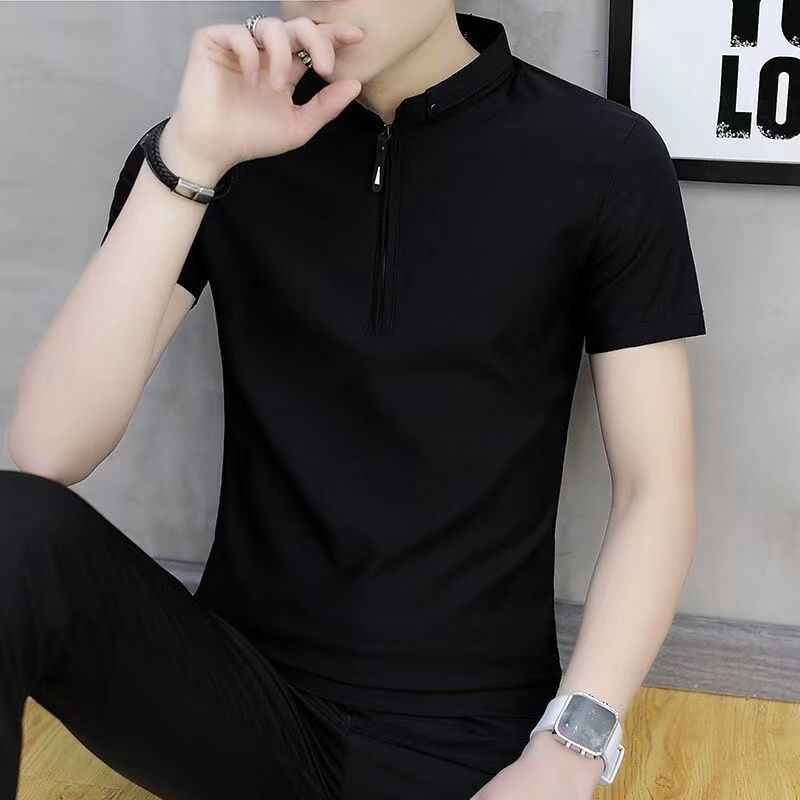 Áo Thun Polo Tay Ngắn Dáng Rộng Màu Sắc Đơn Giản Phong Cách Hàn Quốc Thời Trang Cho Nam