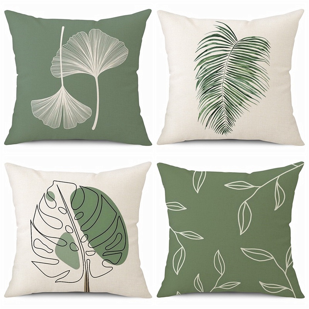 Vỏ Gối Vải Lanh cotton Họa Tiết Lá Cây 70X70.60X60.50X50.45X45.40X40Vỏ Bọc Trang Trí Nhà Cửa / Phòng Ngủ / Xe Hơi