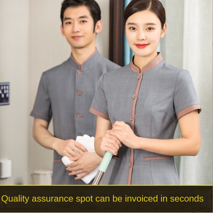 Áo Đồng Phục Nhân Viên Phục Vụ Khách Sạn Tay Ngắn Thoáng Khí Hợp Thời Trang