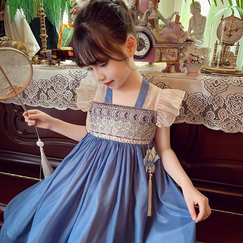 Đầm Hán Phục Thêu Họa Tiết Phong Cách Trung Hoa Mới Cho Bé Gái