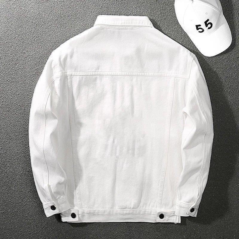 Áo khoác bò trắng cao cấp M-4XL áo jacket trang phục đi làm nam thường ngày áo khoác áo khoác bò học sinh thanh niên