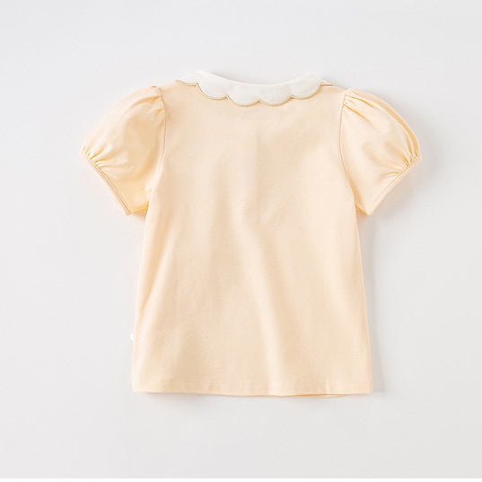 Áo Thun Cotton Tay Ngắn Cổ Búp Bê Thời Trang Mùa Hè Mới 2023 Cho Bé Gái
