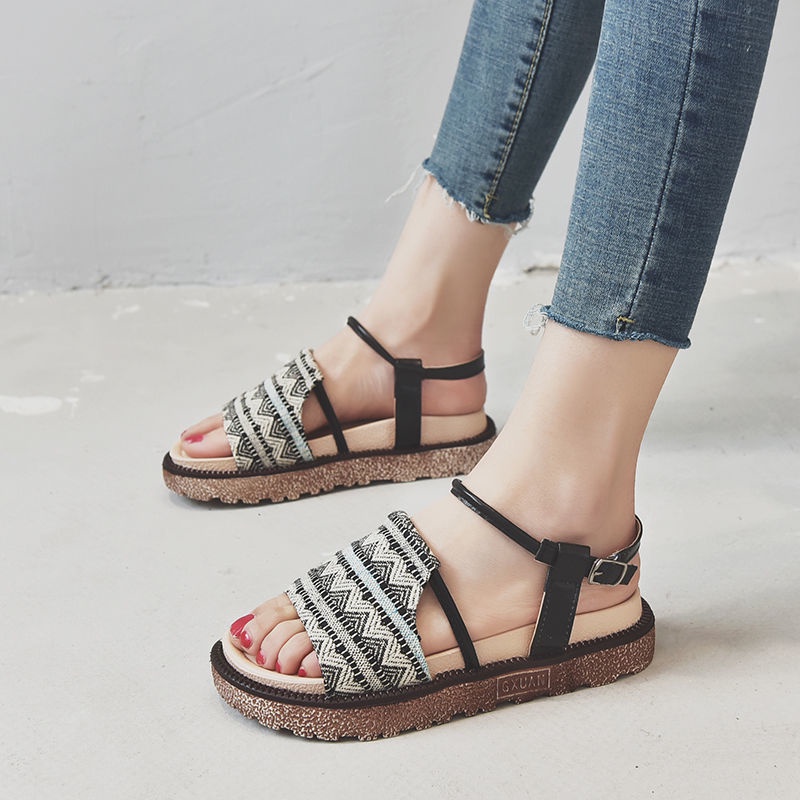 Giày Sandal Đế Bằng Thiết Kế Một Dây Hợp Thời Trang Cho Nữ