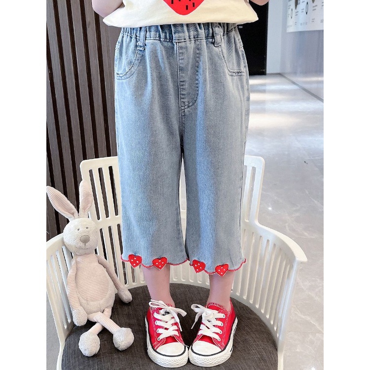 Quần Jean Mỏng Thời Trang Mùa Hè Phong Cách Mới Cho Bé Gái