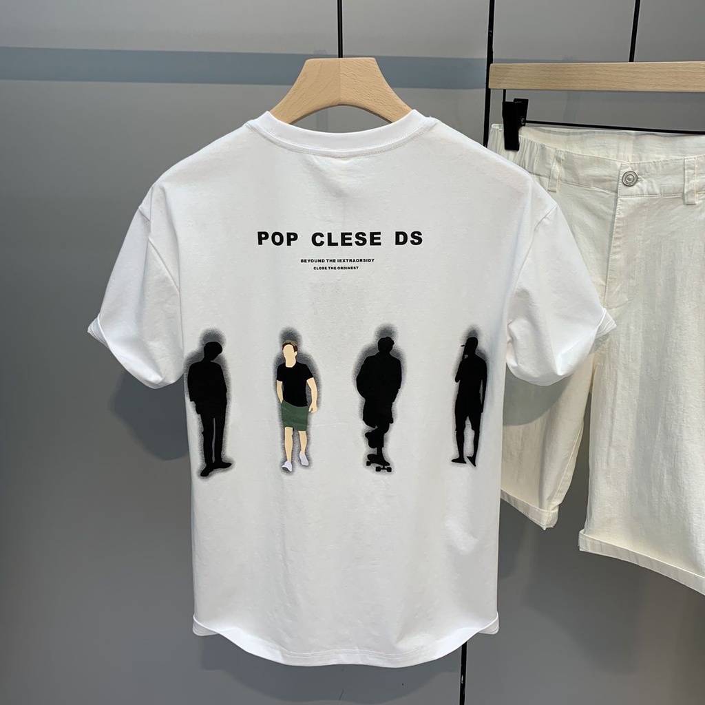 Áo Thun Cotton Tay Ngắn Cổ Tròn In Hình Cá Tính Hợp Thời Trang Hè 2023 Cho Nam
