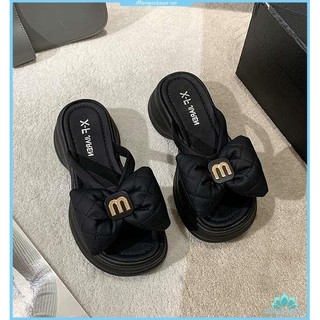 Dép sandal đế dày đính nơ xinh xắn thời trang