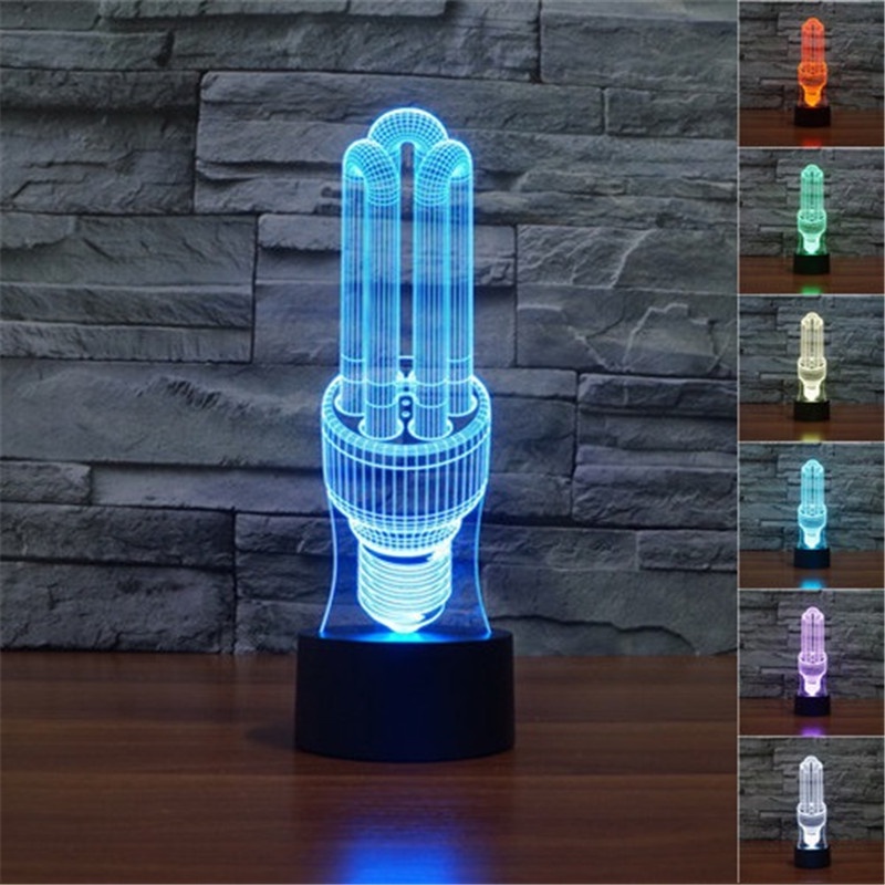 Bóng đèn huỳnh quang nhỏ gọn Đèn ngủ 3D 7 màu Đèn bàn LED USB chuyển màu