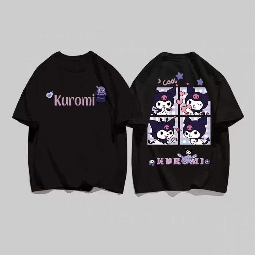 Áo Thun Cotton Tay Ngắn Dáng Rộng In Hình Kuromi Dễ Thương Thời Trang Mùa Hè Cho Nữ