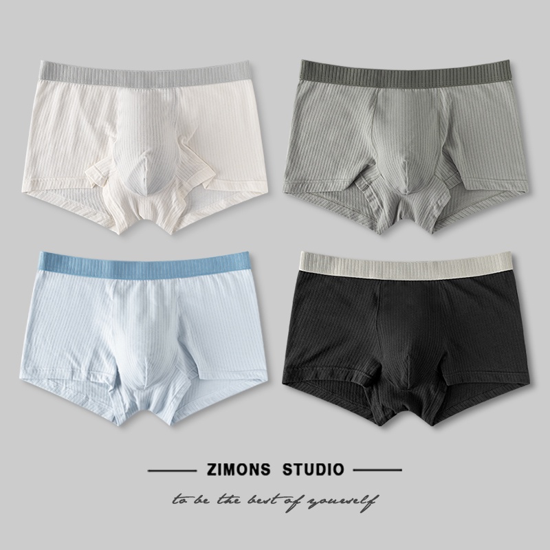 Set 3 Quần Lót Boxer Cotton Dáng Rộng Thoải Mái Màu Trắng Đen Cho Nam