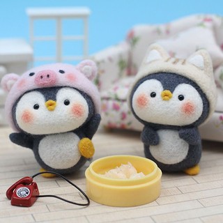 Móc Khóa Đan Len Thủ Công Hình Chim Cánh Cụt Dễ Thương