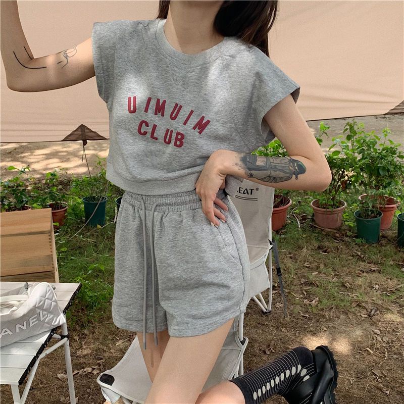 Bộ Đồ Thể Thao Áo Thun Phối Quần Short Thời Trang Mùa Hè Cho Nữ Sinh