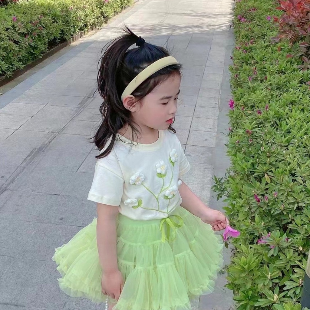 Áo Thun Cotton Ba Chiều Tay Ngắn In Hoa Thời Trang Mùa Hè 2023 Mới Cho Bé Gái