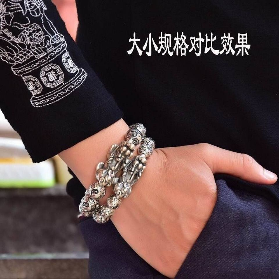 Vòng Tay Chuỗi Hạt Bạc 999 Mặt Hình Rồng Cá Tính Cho Nam