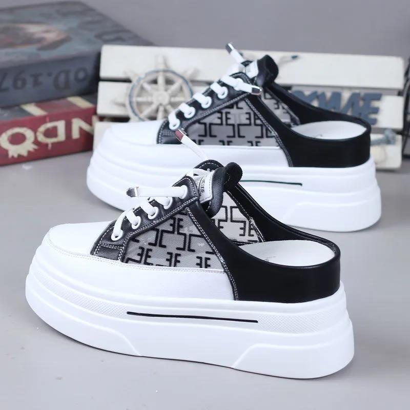 Giày lưới nữ 35-40 2023 giày lười không gót nâng cao bên trong 8cm đế dày cho nữ