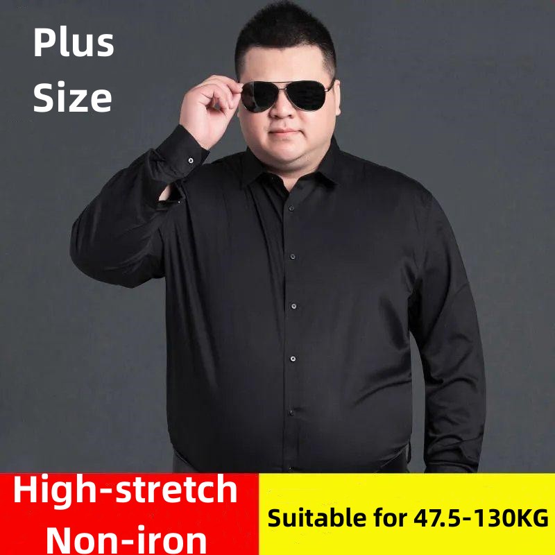 Áo sơ mi nam dài tay M-8XL áo sơ mi nam size lớn rộng rãi cho người trung niên và cao tuổi mẫu mới công sở thường ngày cổ vuông