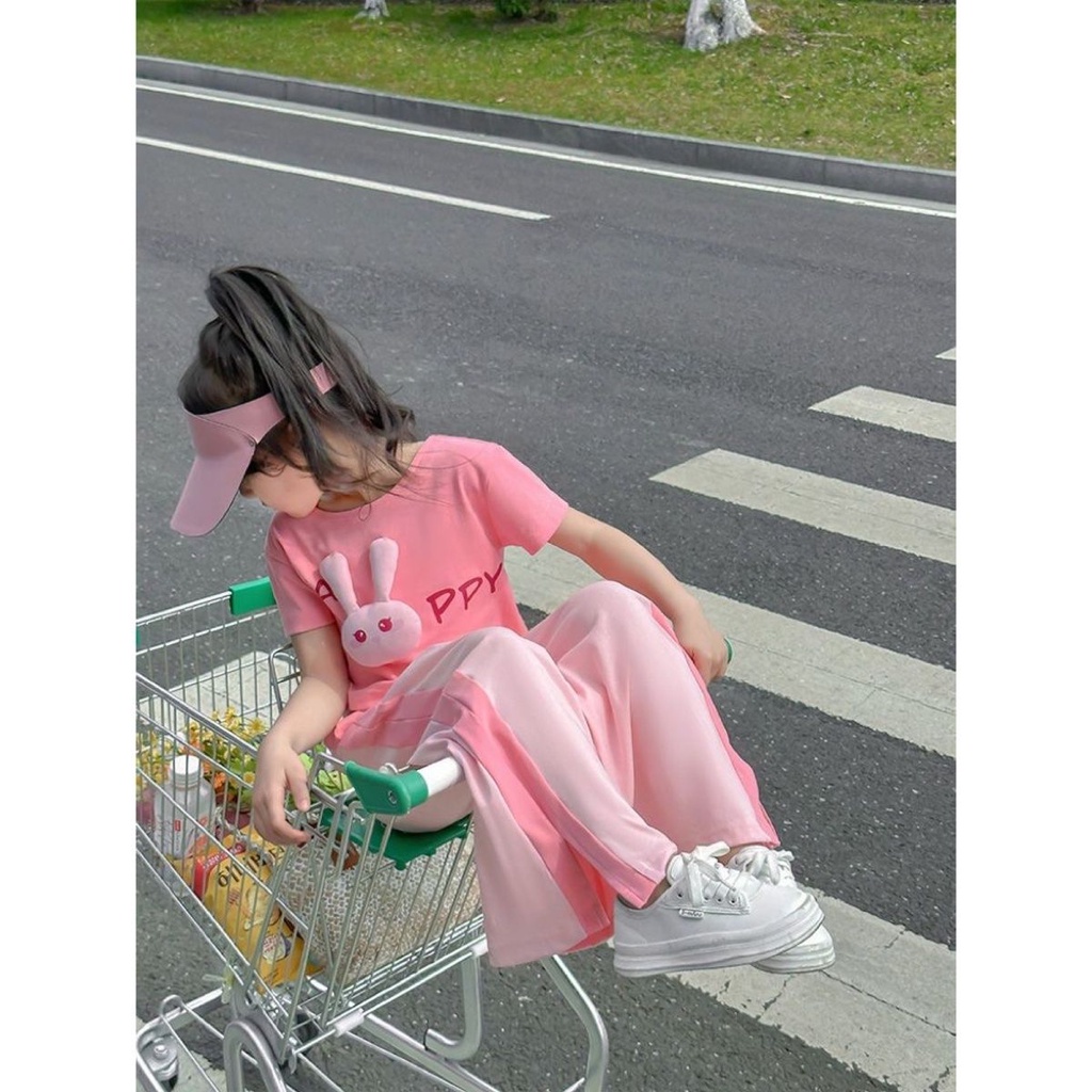 Set Đồ Hai Mảnh Áo Thun Và Quần Ống Rộng Thời Trang Mùa Hè 2023 Dành Cho Bé Gái