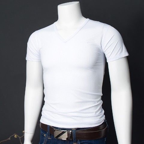 Áo Thun Thể Thao Tay Ngắn Cổ Chữ V Phối Lưới Thoáng Khí Nhanh Khô Thời Trang Mùa Hè Cho Nam