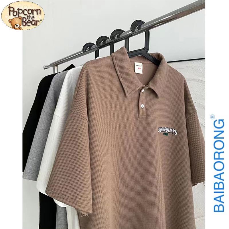 Áo Thun Polo Ngắn Tay Dáng Rộng In Chữ Đơn Giản Thời Trang Mùa Hè Cho Nam