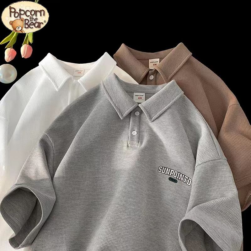 Áo Thun Polo Ngắn Tay Dáng Rộng In Chữ Đơn Giản Thời Trang Mùa Hè Cho Nam