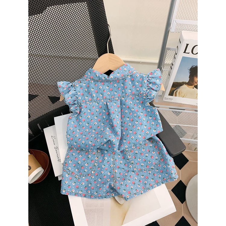 Set Đồ Denim Hai Mảnh Phong Cách Thời Trang Hàn Quốc 2023 Cho Bé Gái 2023