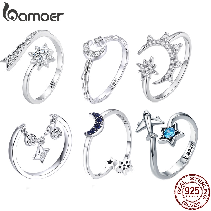 BAMOER Nhẫn Hở Bạc 925 ThờI Trang Cho Nữ