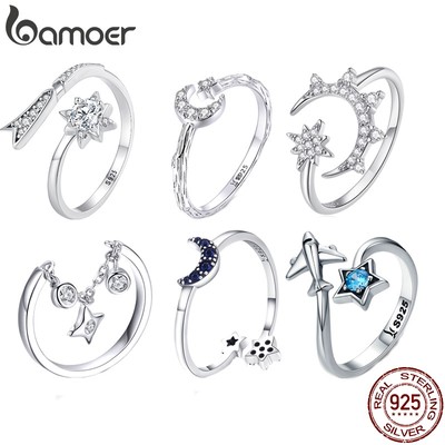 BAMOER Nhẫn Hở Bạc 925 ThờI Trang Cho Nữ