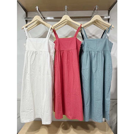 Đầm Hai Dây Xếp Ly Vải Lanh Cotton Pha Gợi Cảm Phong Cách Mới Mùa Hè 2023 Có Túi Cho Nữ458110