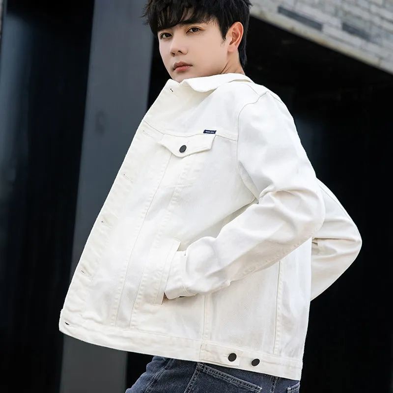 Áo khoác bò trắng cao cấp M-4XL áo jacket trang phục đi làm nam thường ngày áo khoác áo khoác bò học sinh thanh niên