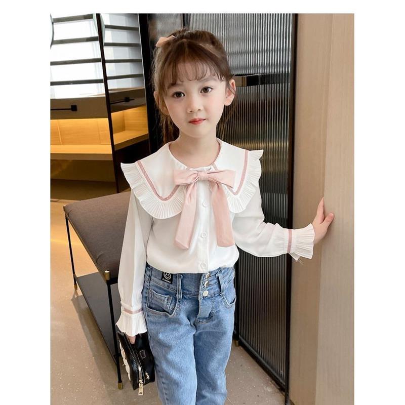 Áo Sơ Mi Tay Dài Cổ Búp Bê Thời Trang Mùa Xuân Cho Bé Gái