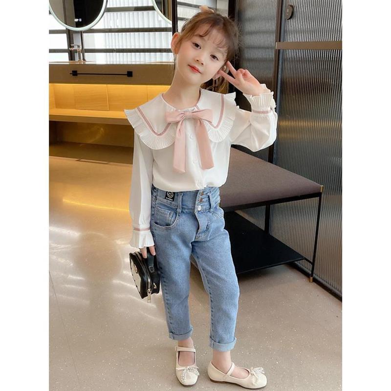 Áo Sơ Mi Tay Dài Cổ Búp Bê Thời Trang Mùa Xuân Cho Bé Gái