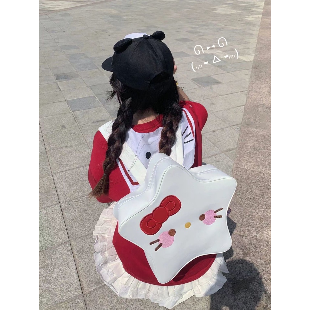 Hellokitty Túi Xách Da pu Họa Tiết Hello Kitty Phong Cách Nhật Bản Dễ Phối Đồ Cho Nữ