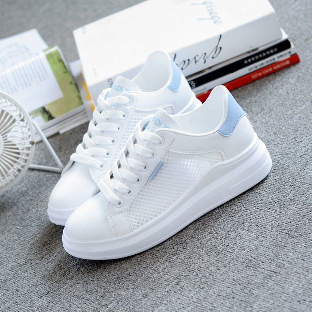 Giày Thể Thao Trắng Phối Lưới Thoáng Khí Thời Trang Mùa Hè Hàn Quốc 2023 Mới
