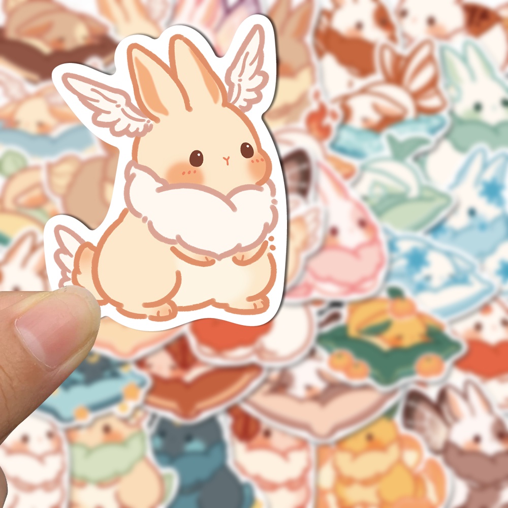 Bộ 40 Miếng Dán Chống Thấm Nước Hình Thỏ Dễ Thương Trang Trí Điện Thoại / Máy Tính