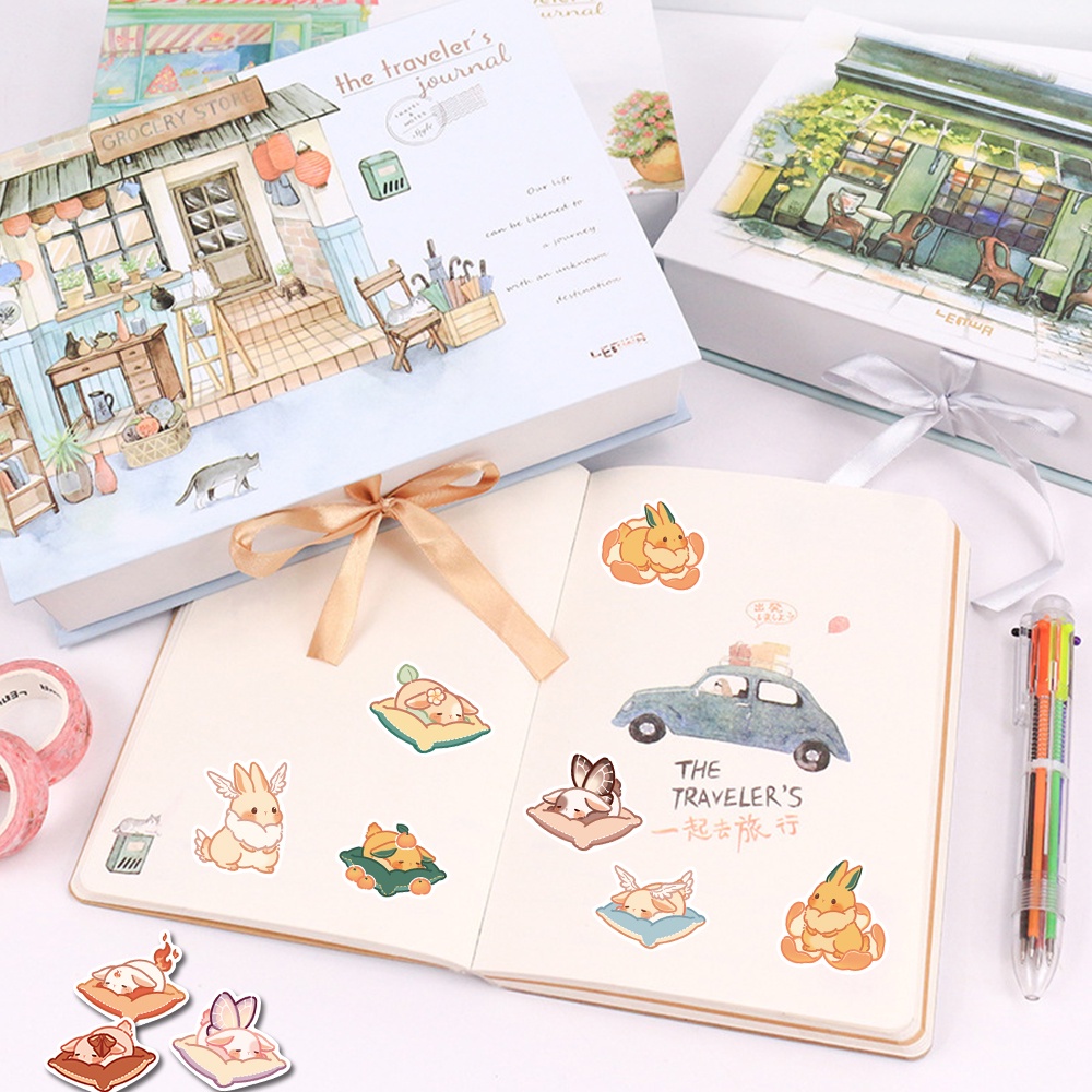 Bộ 40 Miếng Dán Chống Thấm Nước Hình Thỏ Dễ Thương Trang Trí Điện Thoại / Máy Tính