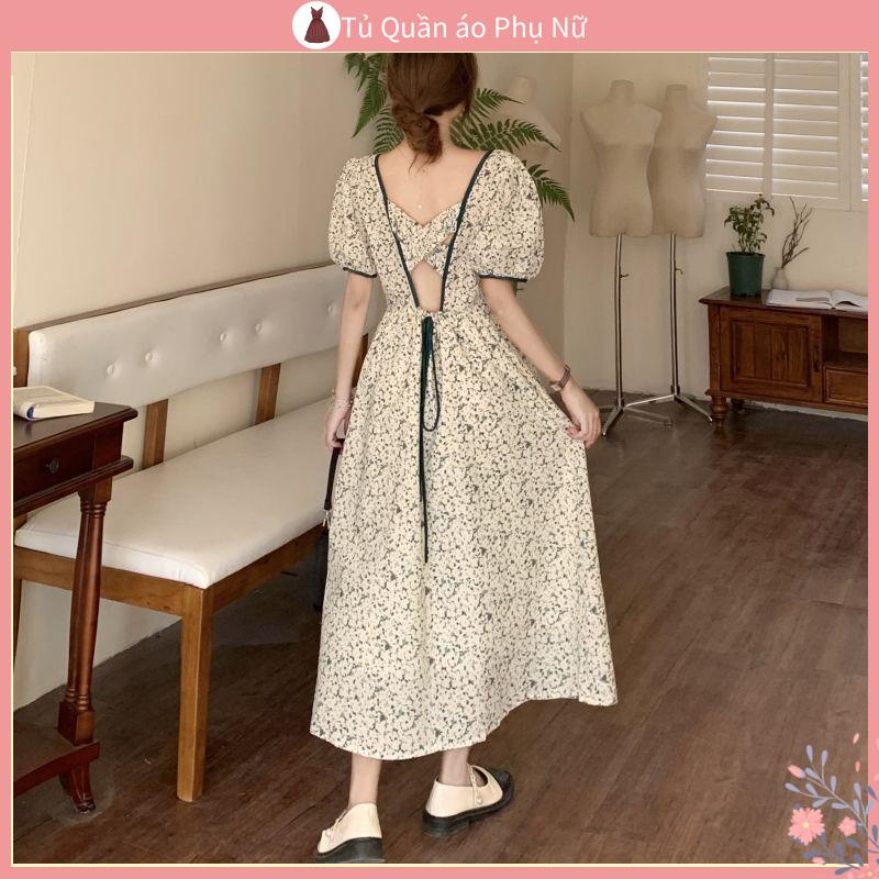 Đồng Hồ Đeo Tay Mặt Chữ V Y B U M A Ng M Cho Nữ#Đầm Hoa Cổ Vuông Hở Lưng Size s Plus Size Thời Trang Mùa Hè Pháp Quý Phái 39; s