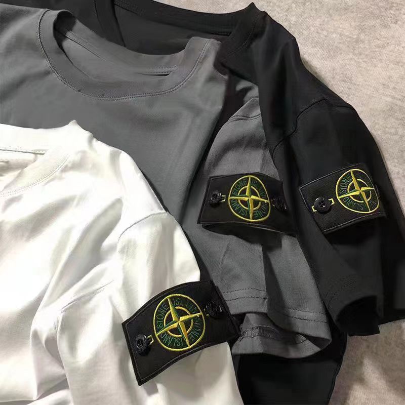 S-5XL Stone Island Stone Island Áo thun tay ngắn tay tay tay ngắn tay áo nam nữ thương hiệu thời trang cặp đôi cổ tròn