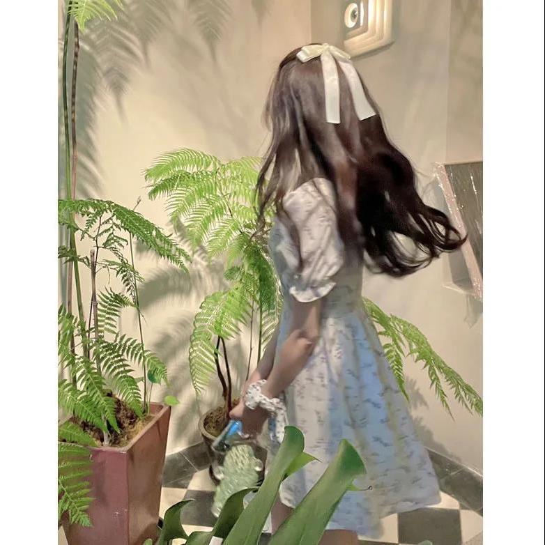 Đầm Chiffon Tay Phồng In Hoa Màu Sắc Tươi Sáng Phong Cách Pháp Thời Trang Mùa Hè Cho Học Sinh