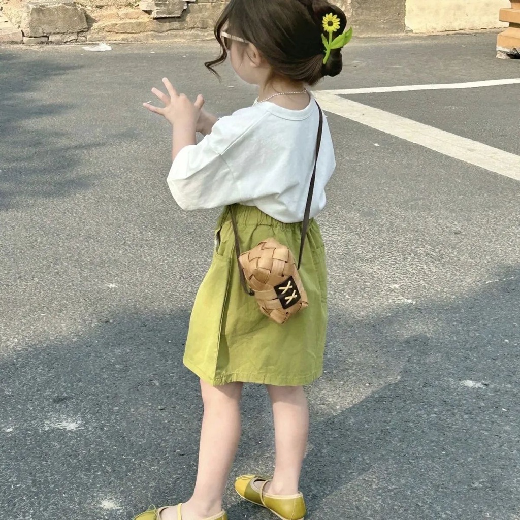 Set Áo Thun Ngắn Tay Và Chân Váy Ngắn In Họa Tiết Phong Cách Hàn Quốc Thời Trang Mùa Hè Cho Bé Gái