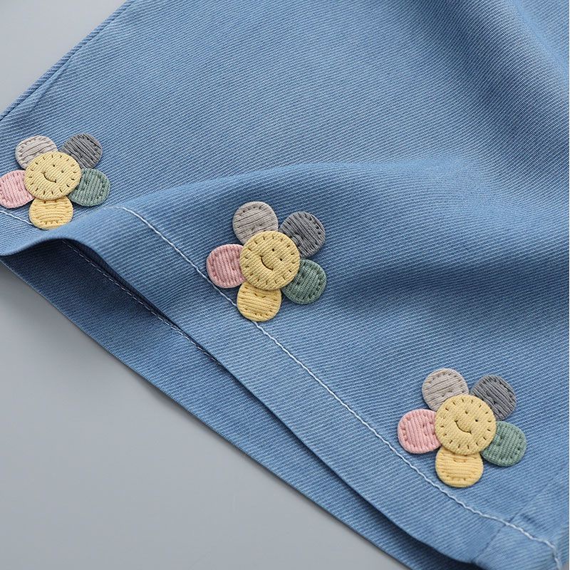Quần Denim Ống Rộng Thời Trang Mùa Hè Dễ Thương Cho Bé Gái