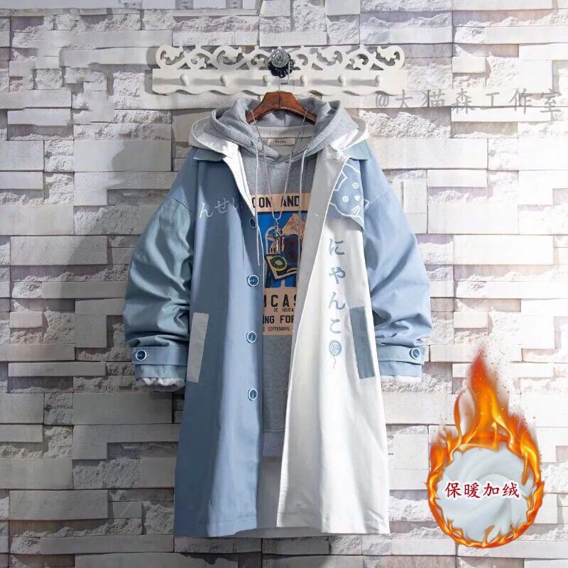 Áo jacket liền mũ cho thanh thiếu niên mẫu mới thương hiệu thời trang Nhật Bản M-3XL áo khoác gió áo dài vừa trào lưu phong cách Hàn Quốc