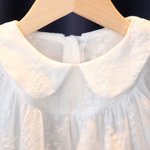 Áo Sơ Mi Trắng Tay Dài Dáng Rộng Kiểu Công Chúa Thời Trang Xuân Thu Cho Bé Gái