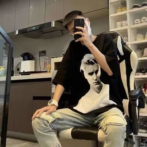 Áo Thun Cotton Cổ Tròn Tay Lỡ In Hình Justin Bieber Phong Cách Âu Mỹ Cho Nam