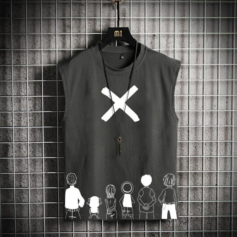 Áo Thun Thể Thao Sát Nách Cổ Tròn Dáng Rộng Thoáng Khí In Họa Tiết Trẻ Trung Hợp Thời Trang Cho