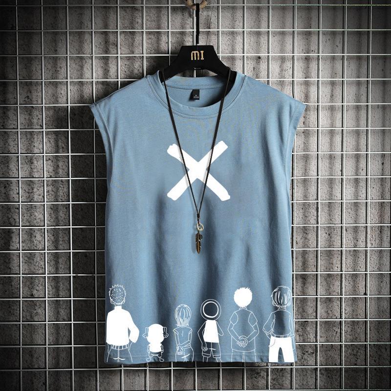 Áo Thun Thể Thao Sát Nách Cổ Tròn Dáng Rộng Thoáng Khí In Họa Tiết Trẻ Trung Hợp Thời Trang Cho