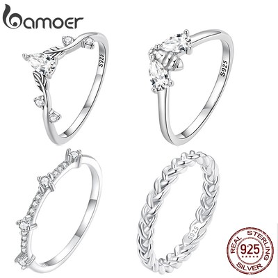 BAMOER Nhẫn ĐíNh Đá Zircon Đơn GiảN ThờI Trang Cho Nam Nữ
