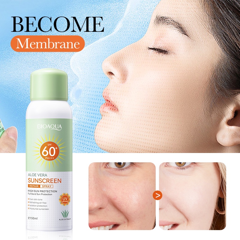 BIOAOUA Chai Xịt Chống Nắng Chiết Xuất Lô Hội Làm Trắng Da spf60 + pa + + +