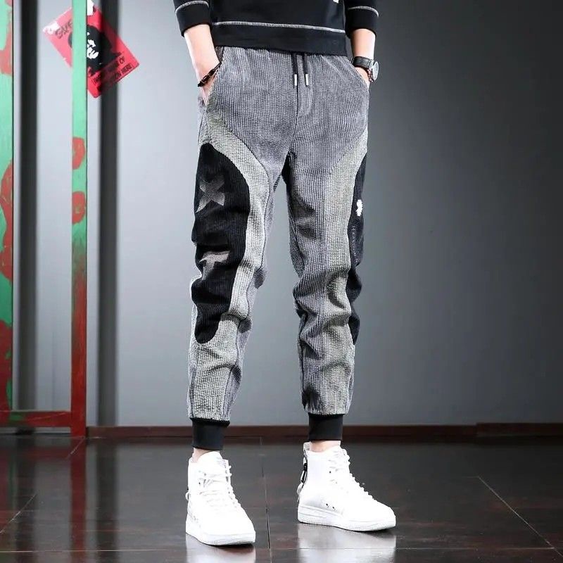 Quần Dài Dáng Rộng Vải Nhung Phong Cách Hồng Kông Cá Tính Cho Nam