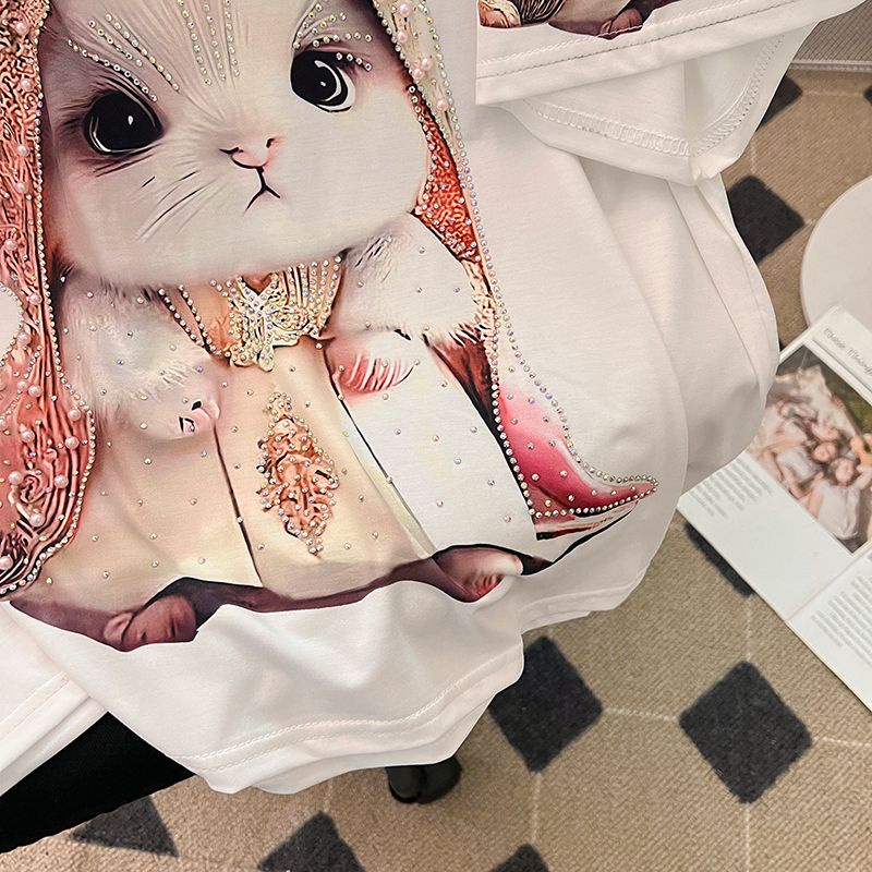 Áo Thun Tay Ngắn Dáng Rộng In Họa Tiết Hoạt Hình Phong Cách Hàn Quốc Thời Trang Mùa Hè Cho Nữ