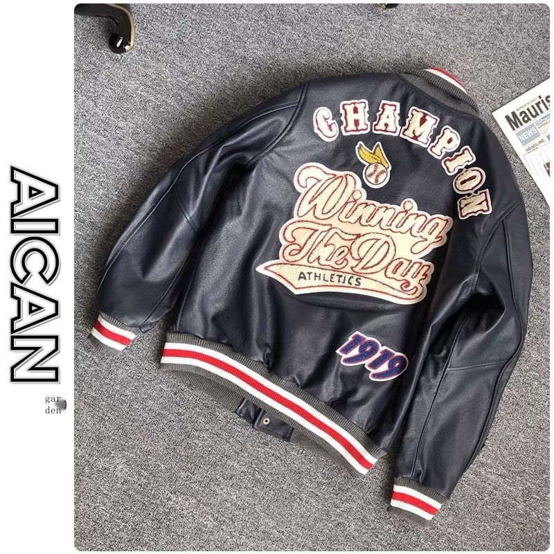 Áo Khoác Bóng Chày Da Pu Dáng Rộng Phong Cách Hip Hop Mỹ Cá Tính Cho Nam