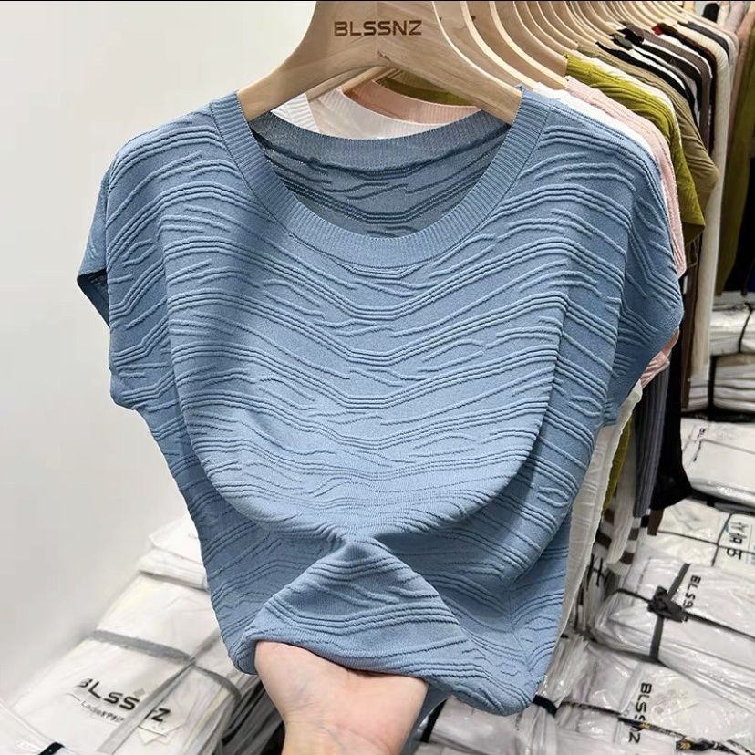 Áo Thun Lụa Lạnh Tay Ngắn Dáng Ôm Thời Trang Mùa Hè Dành Cho Nữ